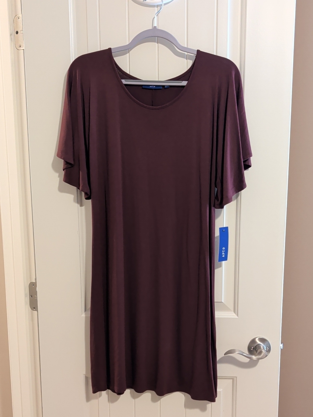 Apt 9. Short Sleeve Swing Dress in Deep Plum/Maroon